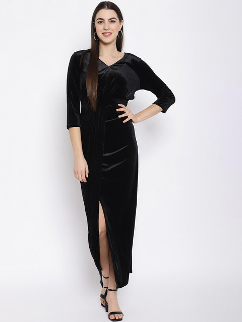 

iki chic Black Velvet Maxi Party Dress