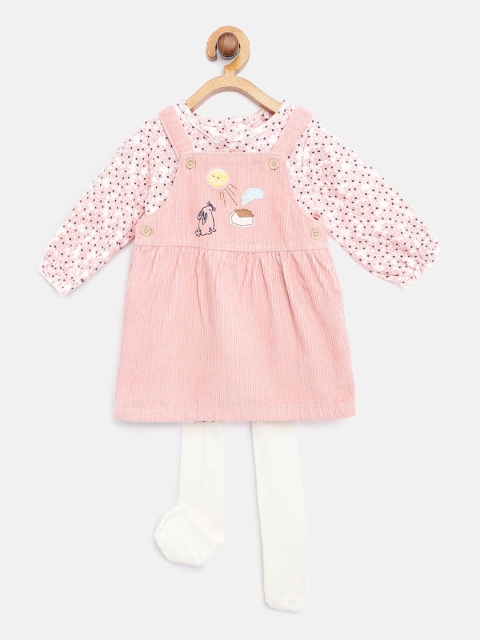 

Marks & Spencer Girls Pink Sustainable Corduroy Pinafore Dress with Stockings & Bodysuit