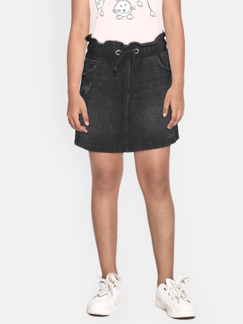 

Marks & Spencer Girls Black Washed Mildly Distressed Sustainable Cotton Denim Skirt