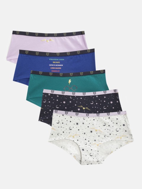 

Marks & Spencer Girls Pack of 5 Harry Potter Edition Sustainable Briefs T711801DNAVY, Multi