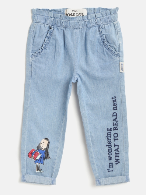 

Marks & Spencer Girls Blue Embroidered Sustainable Chambray Trousers