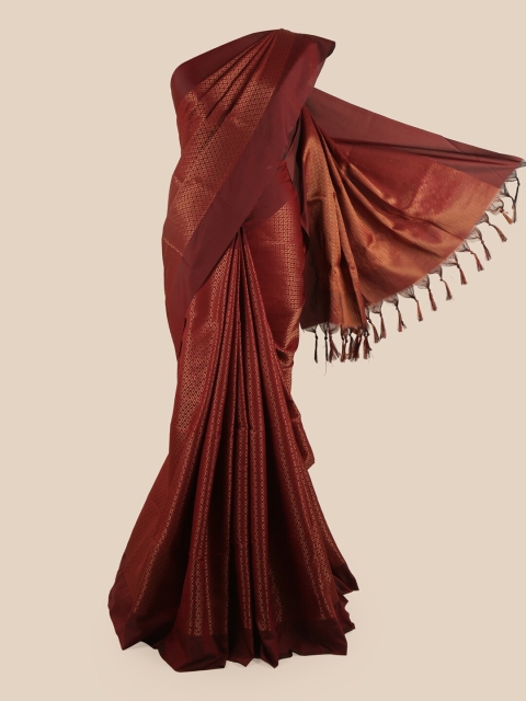 

Pothys Maroon & Gold-Toned Woven Design Silk Cotton Saree