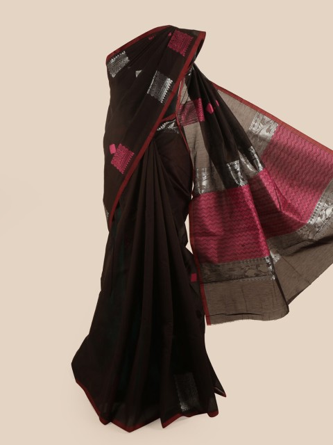

Pothys Brown & Pink Ethnic Motifs Silk Cotton Saree
