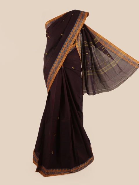 

Pothys Brown & Gold-Toned Woven Design Pure Cotton Saree