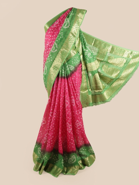 

Pothys Pink & Green Zari Art Silk Saree