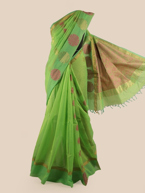 

Pothys Green & Pink Ethnic Motifs Silk Cotton Saree
