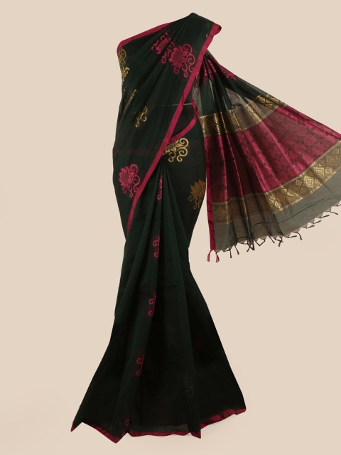 

Pothys Green & Pink Floral Silk Cotton Saree