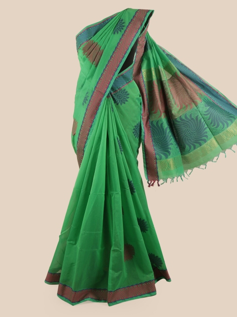 

Pothys Green & Red Floral Silk Cotton Saree