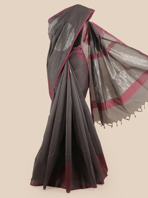 

Pothys Grey & Silver-Toned Ethnic Motifs Silk Cotton Saree