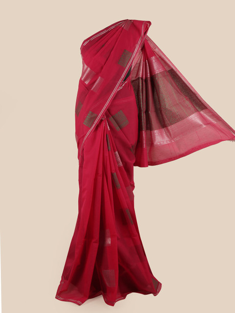 

Pothys Pink & Grey Ethnic Motifs Silk Cotton Saree