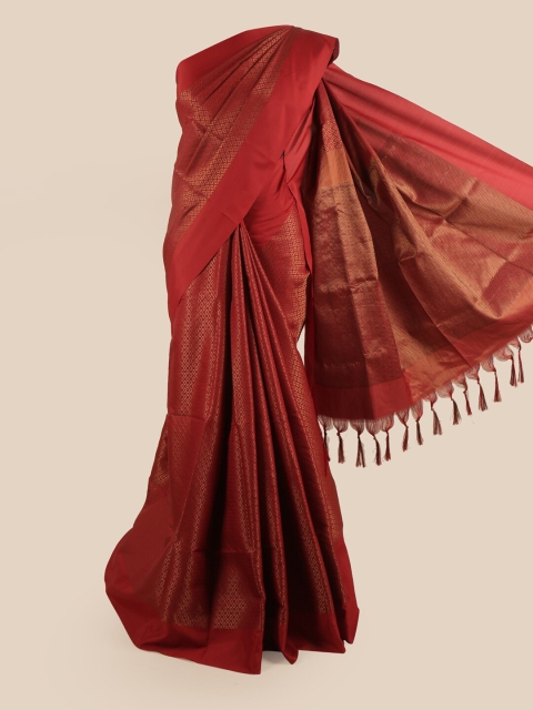 

Pothys Rust Red & Gold-Toned Silk Cotton Saree