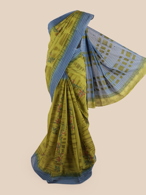 

Pothys Green & Blue Floral Pure Cotton Saree