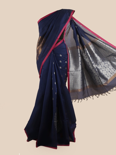 

Pothys Blue & Pink Ethnic Motifs Zari Silk Cotton Saree