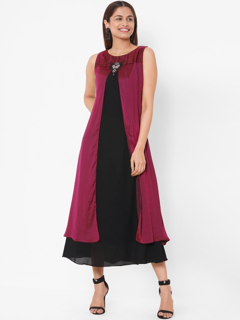 

ZOLA Women Pink & Black Georgette Kurta
