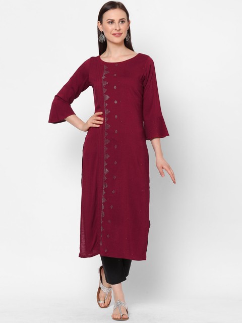

ZOLA Women Maroon Flared Sleeves Kurta