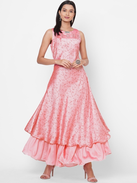 

ZOLA Women Peach-Coloured Floral Anarkali Kurta