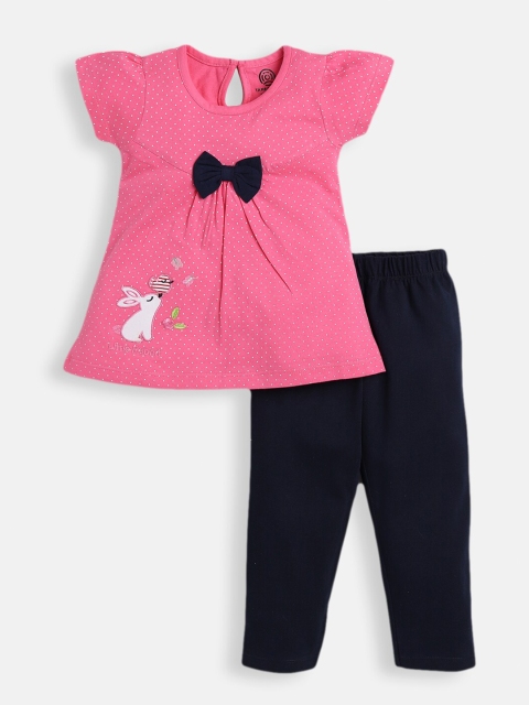 

TAMBOURINE Girls Pink & Black Printed Co-ord Set