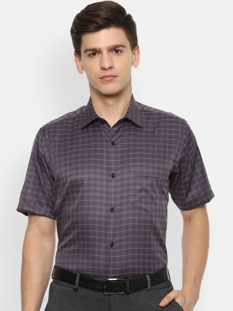 

Van Heusen Men Purple Grid Tattersall Checked Formal Shirt