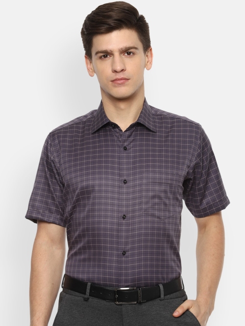 

Van Heusen Men Purple Grid Tattersall Checked Formal Shirt