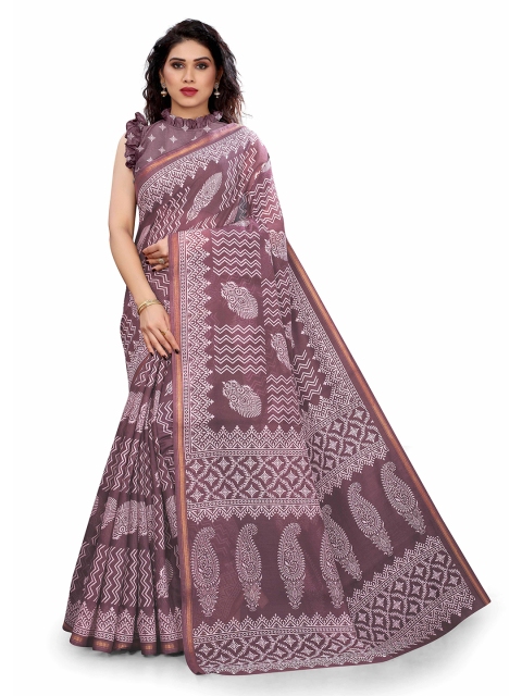 

KALINI Purple & White Ethnic Motifs Printed Saree