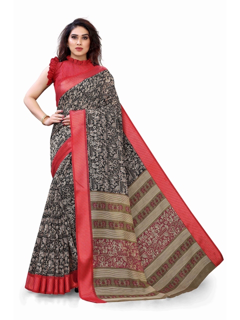 

KALINI Black & Red Warli Printed Saree