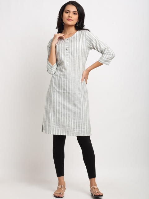 

Ardozaa Women Grey Striped Kurta