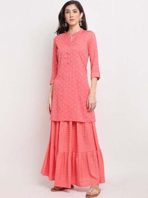 

Ardozaa Women Peach-Coloured Kurta with Sharara