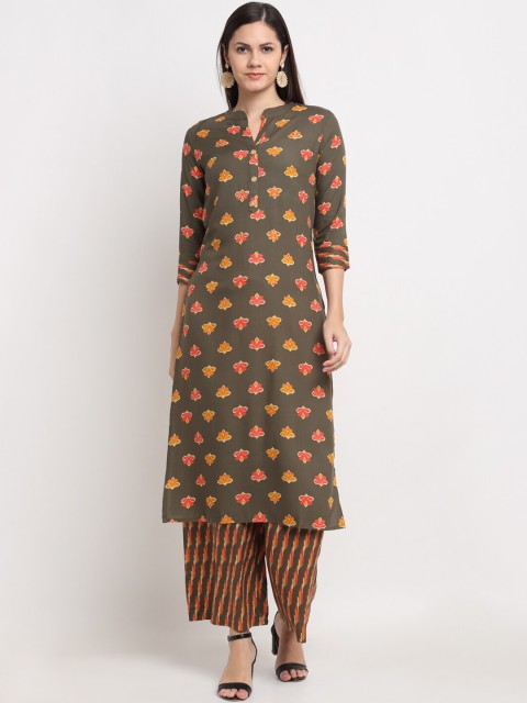 

Ardozaa Women Grey Printed Straight Kurta with Palazzos