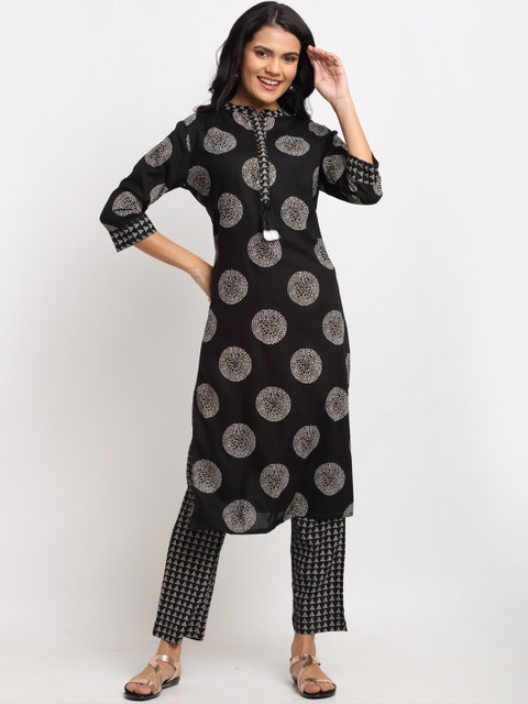 

Ardozaa Women Black Printed Kurta with Trousers