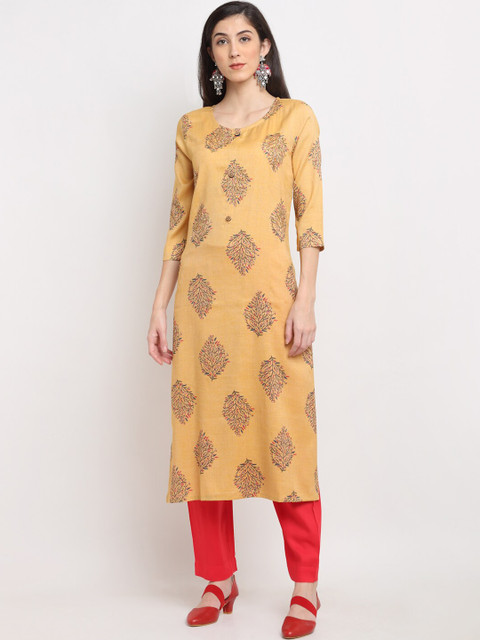 

Ardozaa Women Yellow Printed Kurta with Trousers