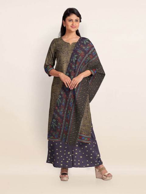 

Pothys Green & Grey Printed Unstitched Dress Material