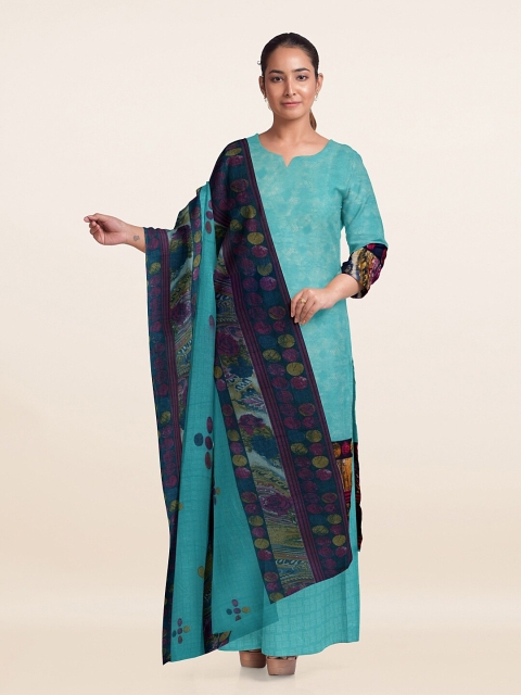 

Pothys Blue & Navy Blue Printed Unstitched Dress Material