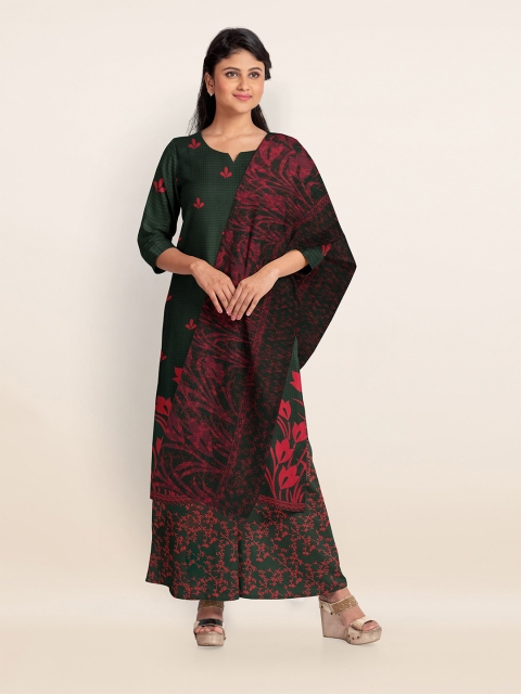 

Pothys Green & Pink Printed Unstitched Dress Material