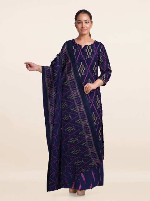 

Pothys Blue & Violet Printed Unstitched Dress Material