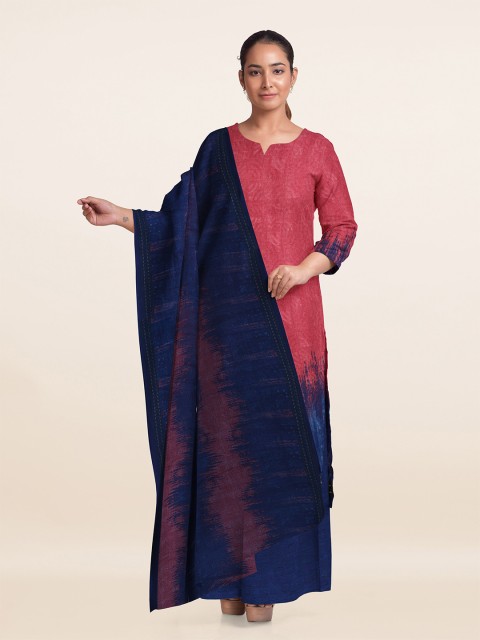 

Pothys Pink & Blue Printed Unstitched Dress Material