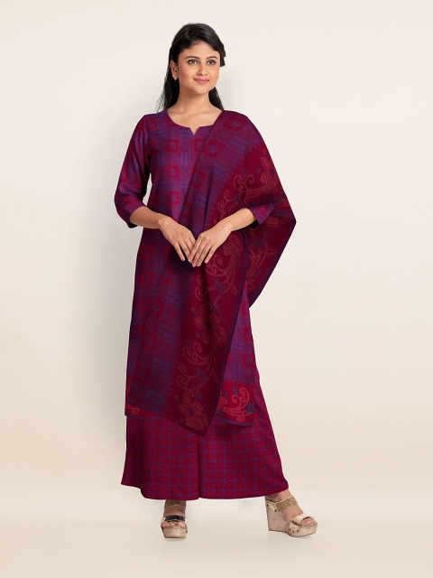 

Pothys Purple & Maroon Printed Unstitched Dress Material