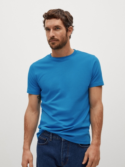 

MANGO MAN Blue Organic Cotton T-shirt