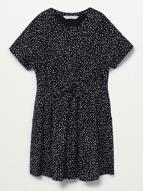 

Mango Kids Girls Black & White Polka Dot Print Sustainable Pure Cotton Fit & Flare Dress