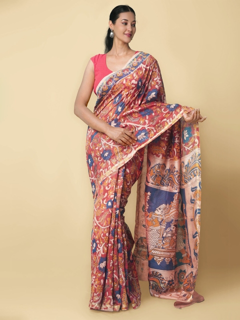 

Unnati Silks Women Red Pure Kalamkari Chanderi Sico Saree