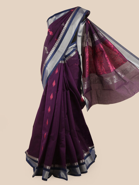 

Pothys Purple & Pink Ethnic Motifs Zari Silk Cotton Saree