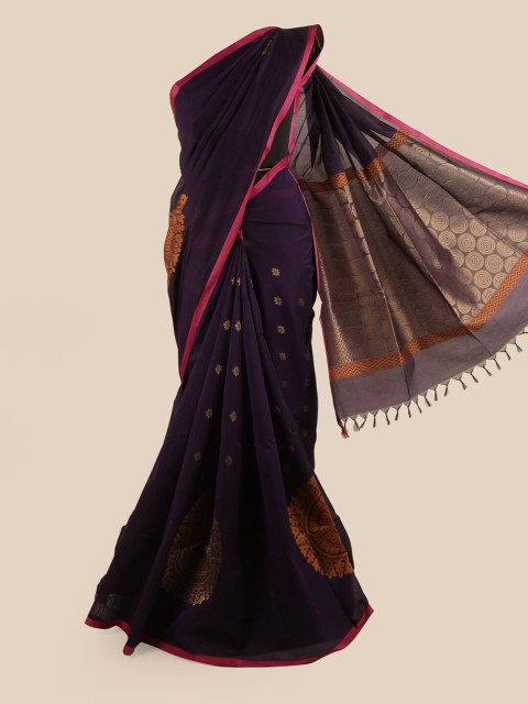 

Pothys Purple & Pink Ethnic Motifs Zari Silk Cotton Saree