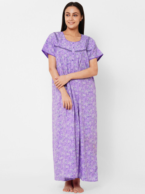 

Sweet Dreams Women Purple Printed Nightdress