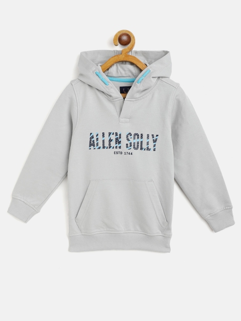 

Allen Solly Junior Boys Grey & Navy Cotton Brand Logo Print Hooded Sweatshirt