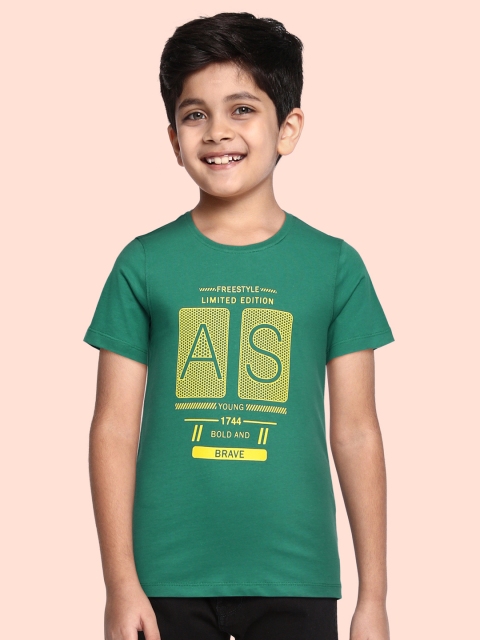 

Allen Solly Junior Boys Green Pure Cotton Printed Pure Cotton T-shirt