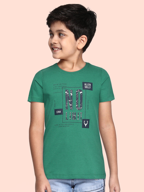

Allen Solly Junior Boys Green Pure Cotton Printed T-shirt