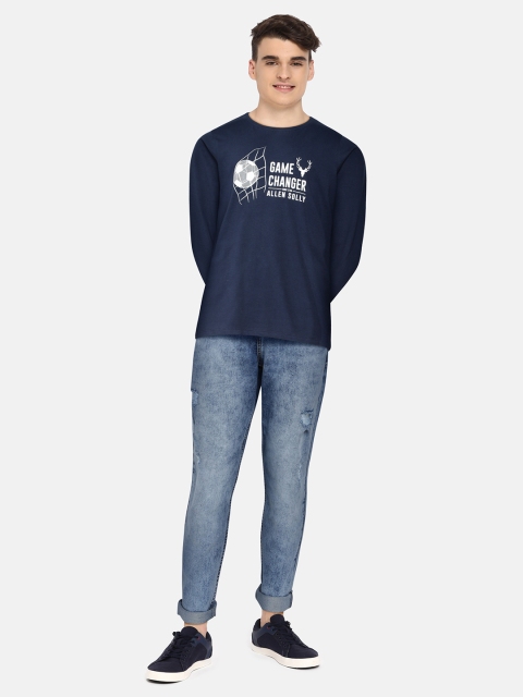 

Allen Solly Junior Boys Navy Blue & White Typography Printed Pure Cotton T-shirt