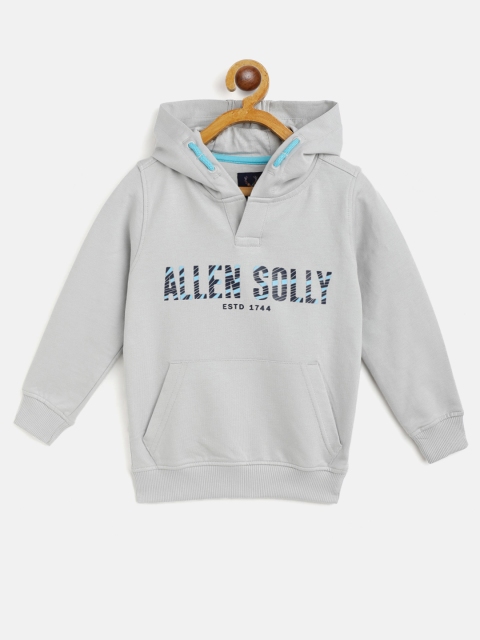 

Allen Solly Junior Boys Grey & Navy Cotton Brand Logo Print Hooded Sweatshirt