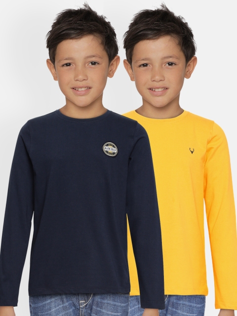 

Allen Solly Junior Boys Set of 2 Solid Round Neck Pure Cotton T-shirts, Yellow