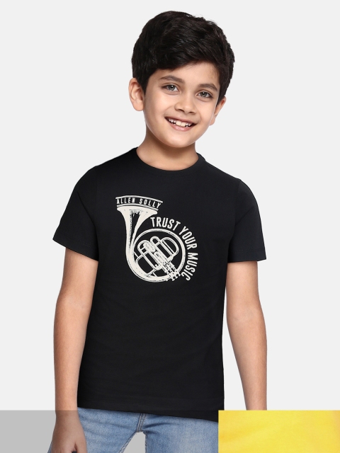

Allen Solly Junior Boys Pack of 2 Pure Cotton Printed Pure Cotton T-shirts, Black