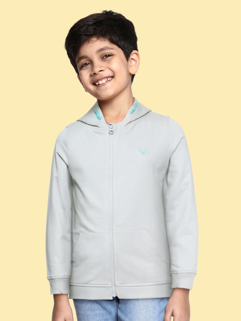 

Allen Solly Junior Boys Grey Pure Cotton Solid Hooded Sweatshirt